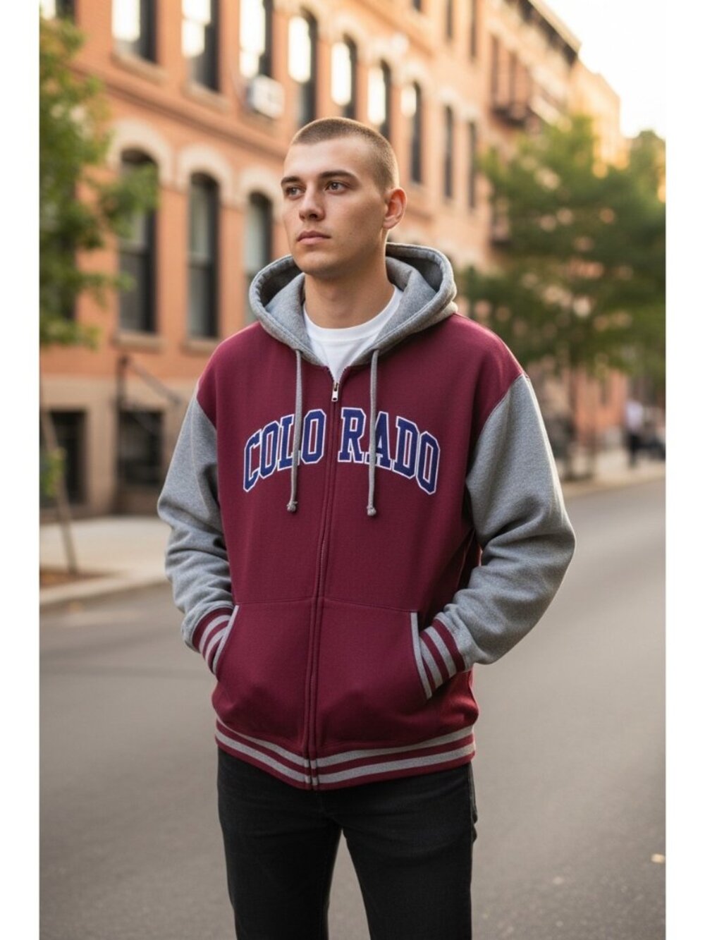 Colorado Hooded Varsity Jacket Burgundy Size 2X Preppy Academia Old Money Fall